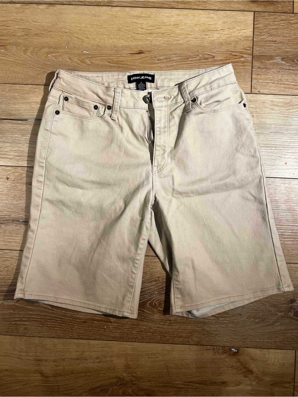 DKNY Women's Cream Denim Bermuda Shorts